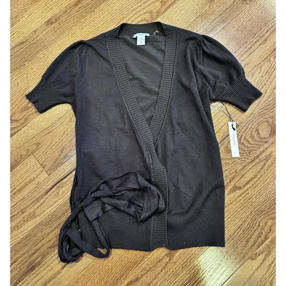 Vertigo Paris Ballet Wrap Sweater Medium Balletcore Classic NEW Chocolate Brown - Picture 7 of 9